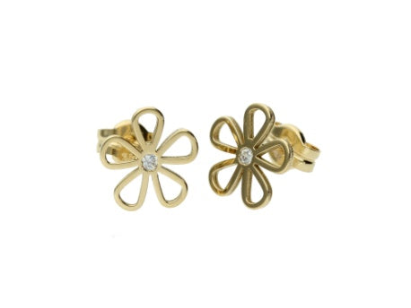 Flower Outline Studs 14K Gold