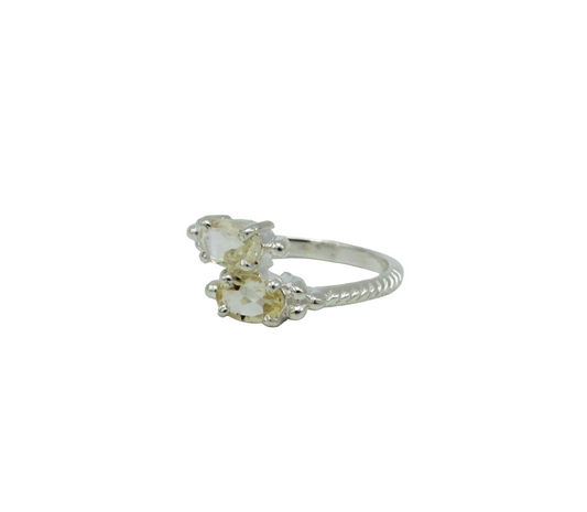 Double Citrine Braided Ring | Sterling Silver