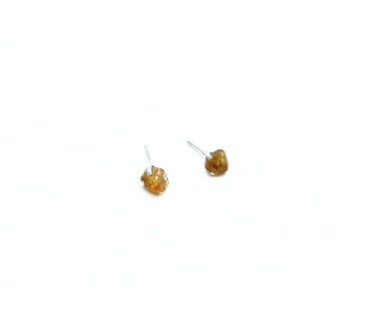 Citrine Birthstone Stud Earrings – Sterling Silver