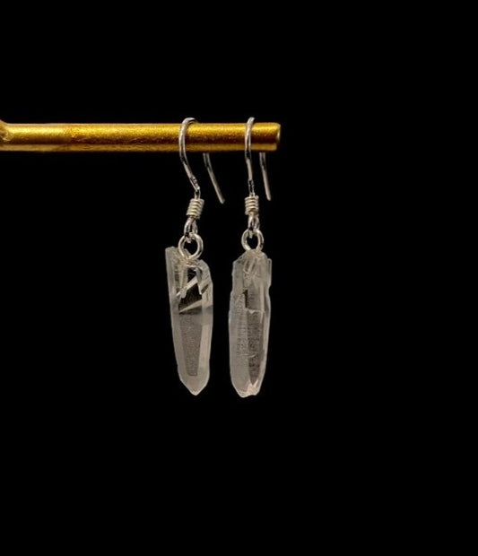 Clear Quartz Raw Earrings .925