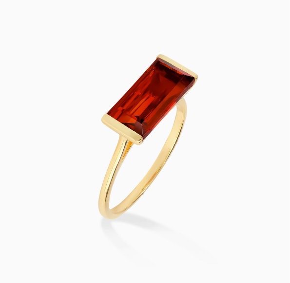 Crimson Garnet Rectangle Ring - 6