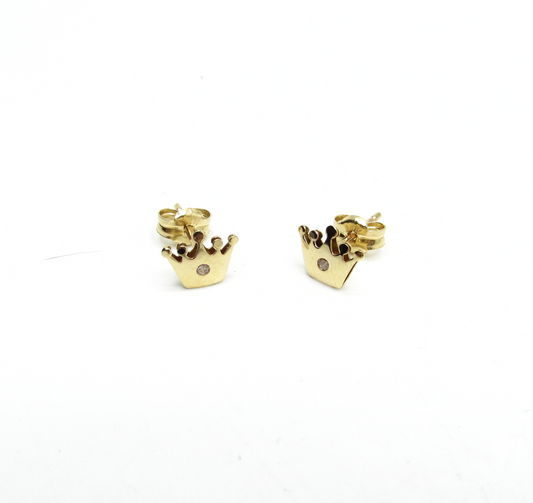 Royal Crown Studs 14K Gold