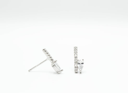 CZ Bar Teardrop Studs .925