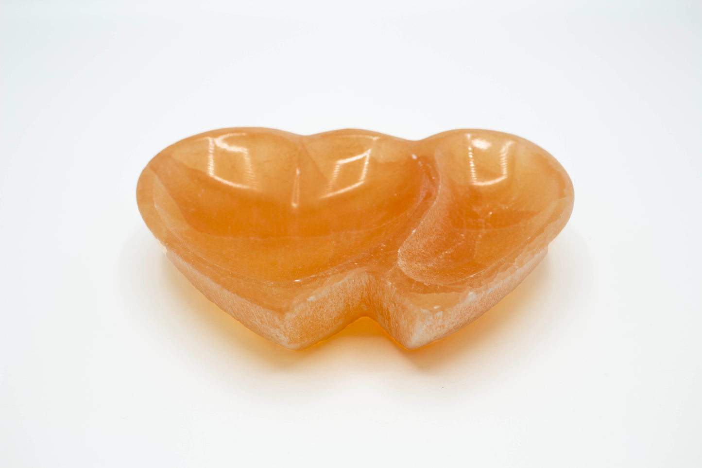 Orange Selenite Double Heart Bowl