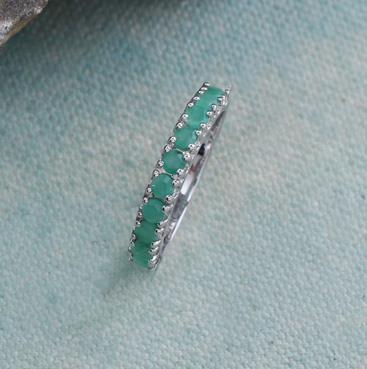 Emerald Semi Band .925 - 10