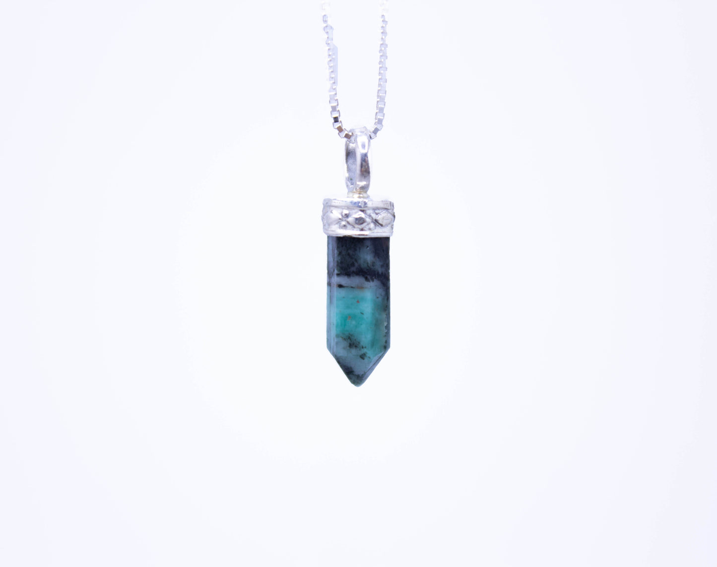 Emerald Ultra Mini Crystal Point Necklaces .925 Adjustable Chain