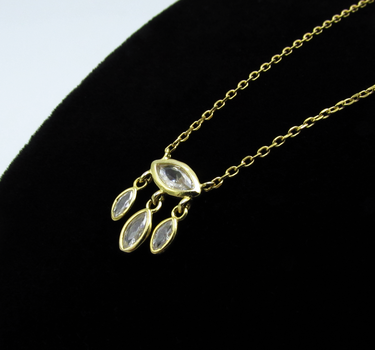White Topaz Evil Eye Catcher Necklace | 18K GP SS