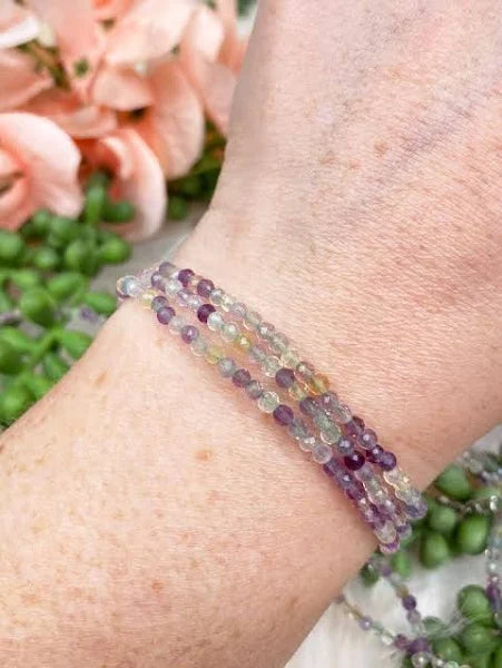 Faceted Fluorite Stretch  Bracelet