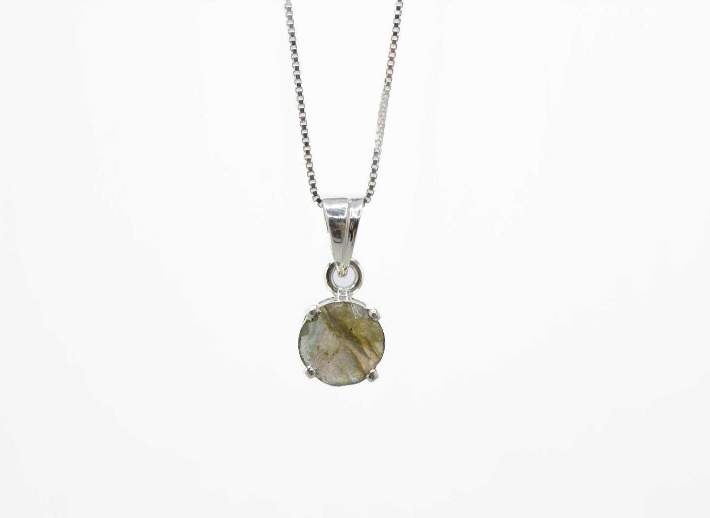 Faceted Labradorite Prong Pendant Necklace