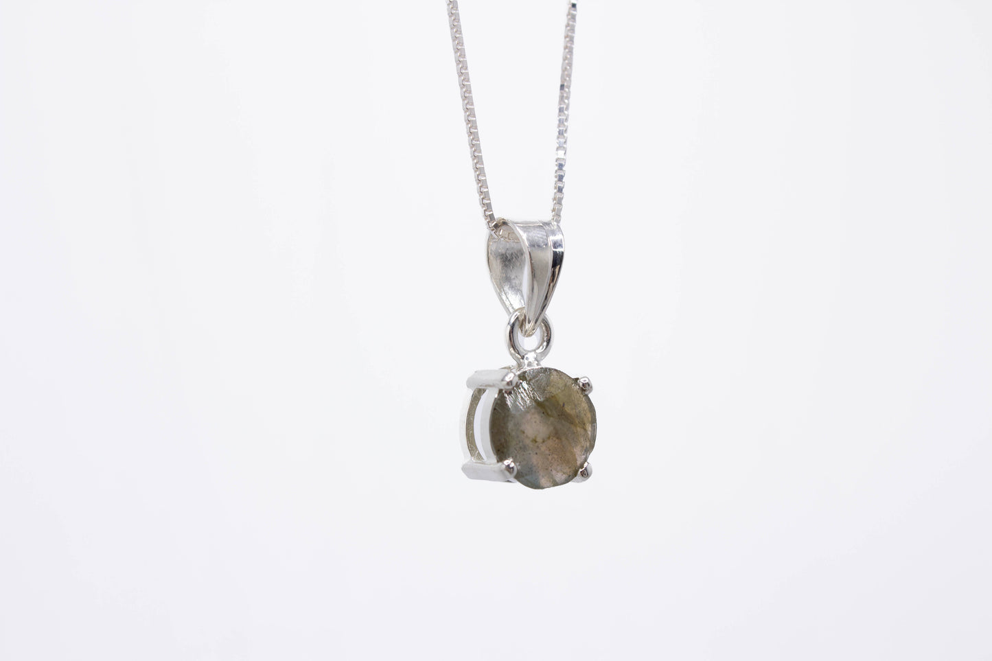 Faceted Labradorite Prong Pendant Necklace