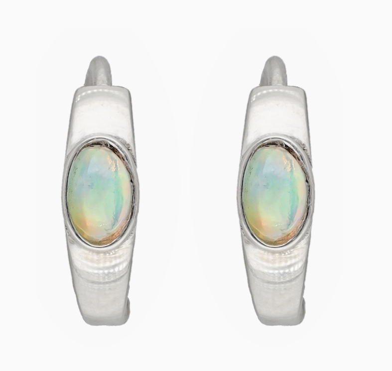 Oval Opal Hoops .925