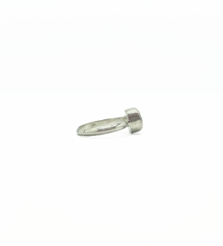 Rainbow Moonstone Faceted Circle Ring .925