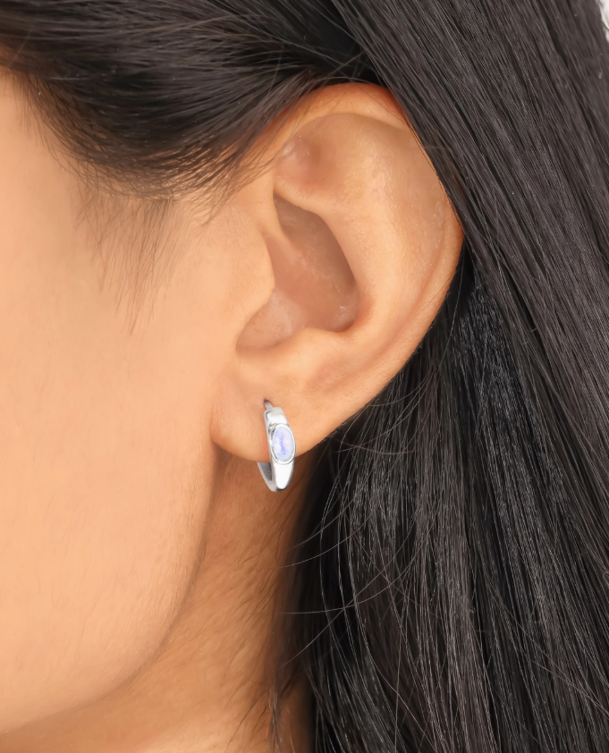 Oval Moonstone Hoops .925