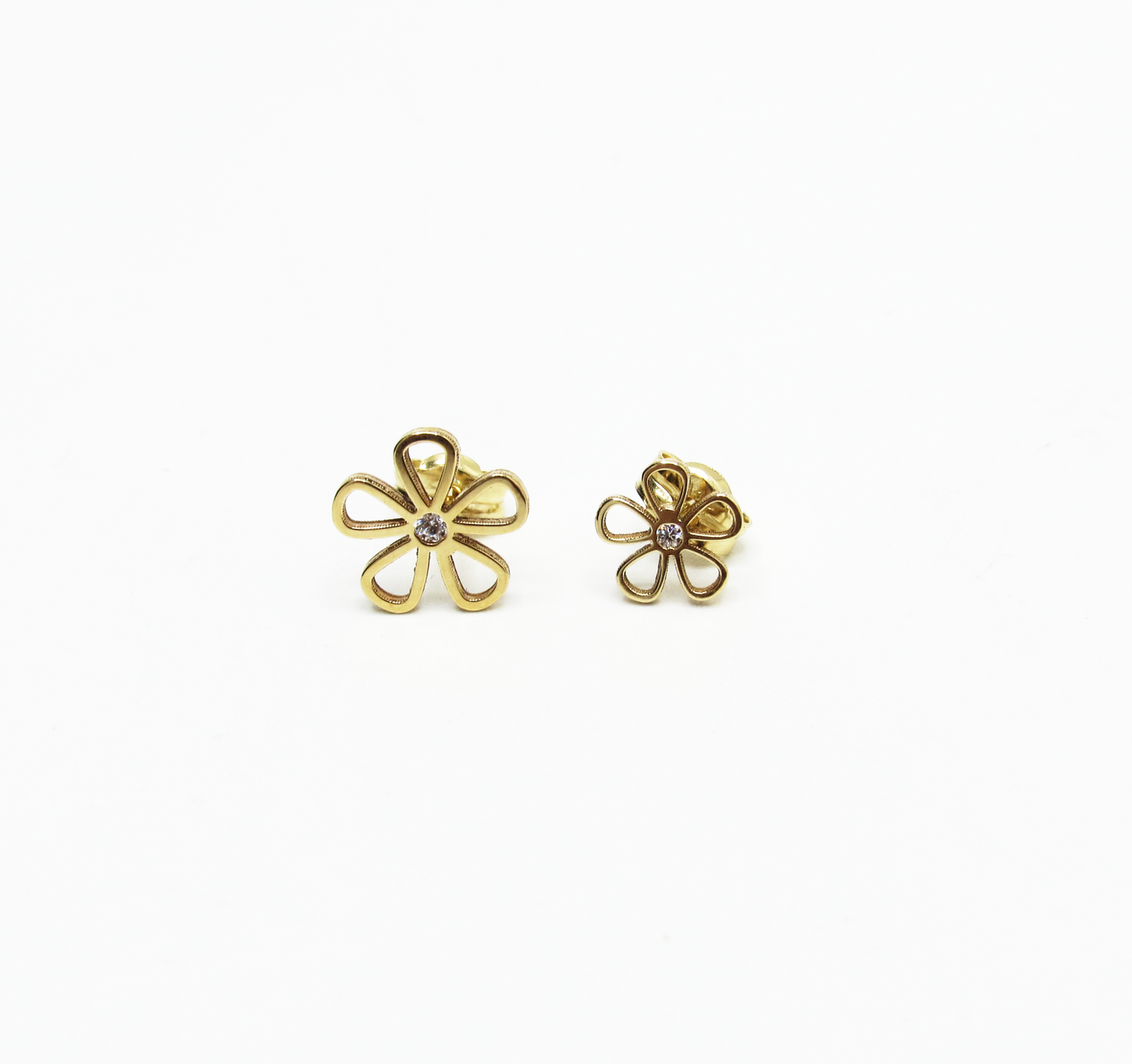 Flower Outline Studs 14K Gold