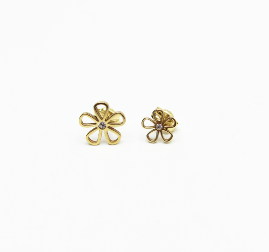 Flower Outline Studs 14K Gold