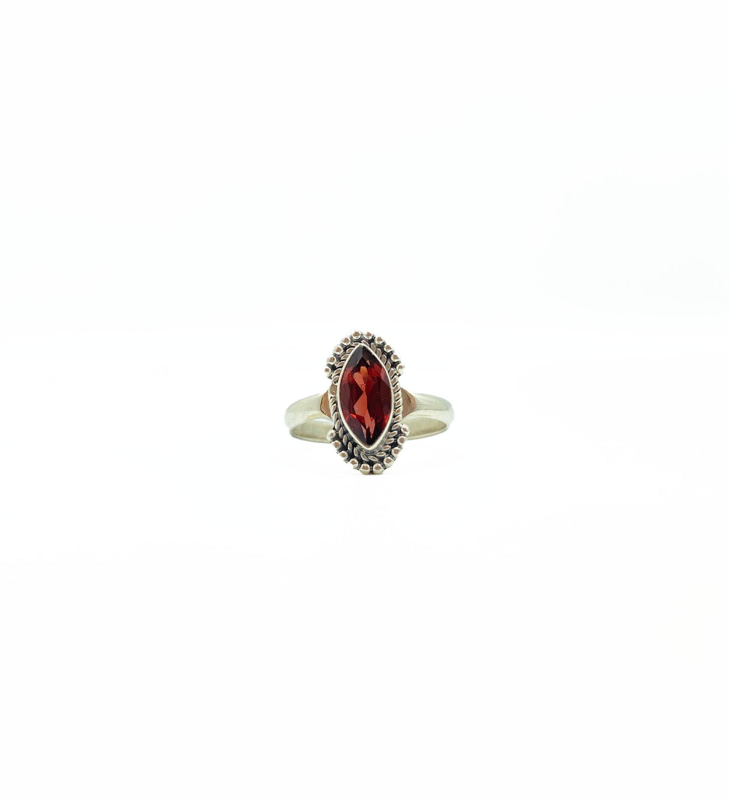 Garnet Marquise Rope Fan Ring .925