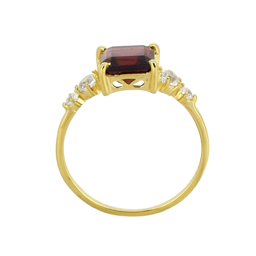 Garnet Topaz Solitaire Ring – 14K Gold Plated