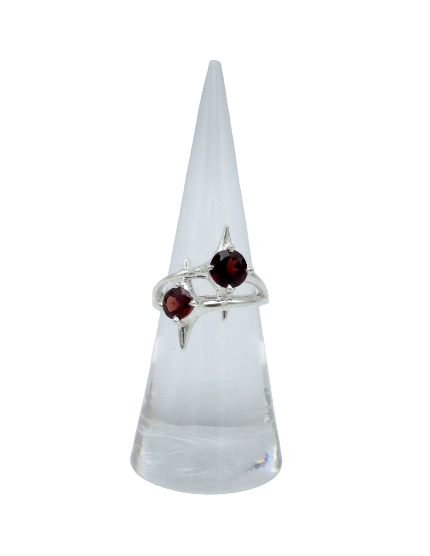 Garnet Twin Stars Ring | Sterling Silver