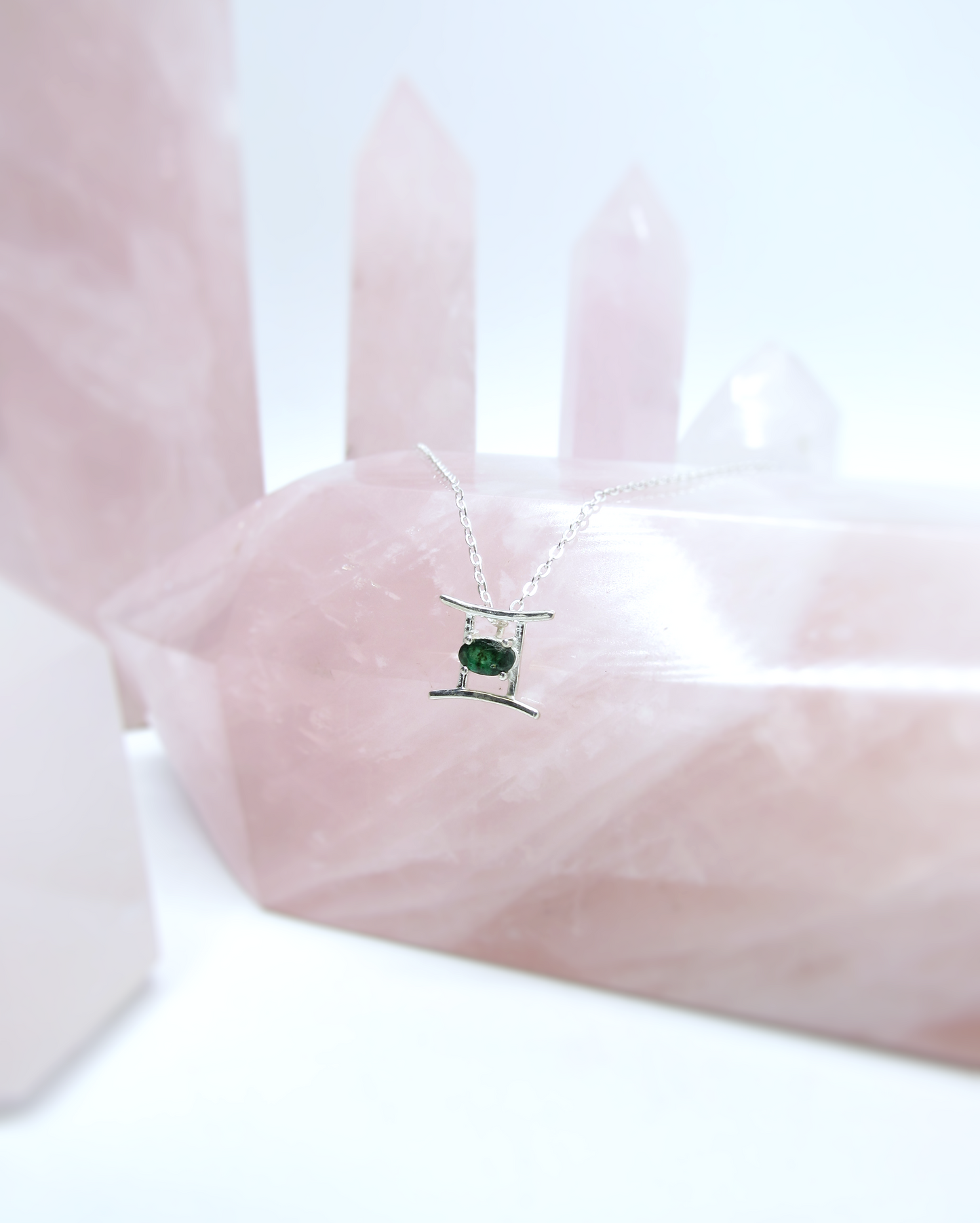 Gemini Zodiac Pendant - Emerald – Sterling Silver