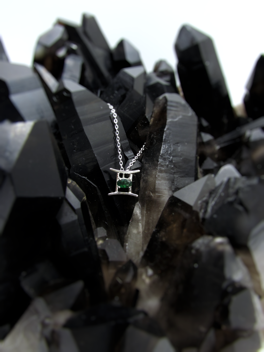 Gemini Zodiac Pendant - Emerald – Sterling Silver
