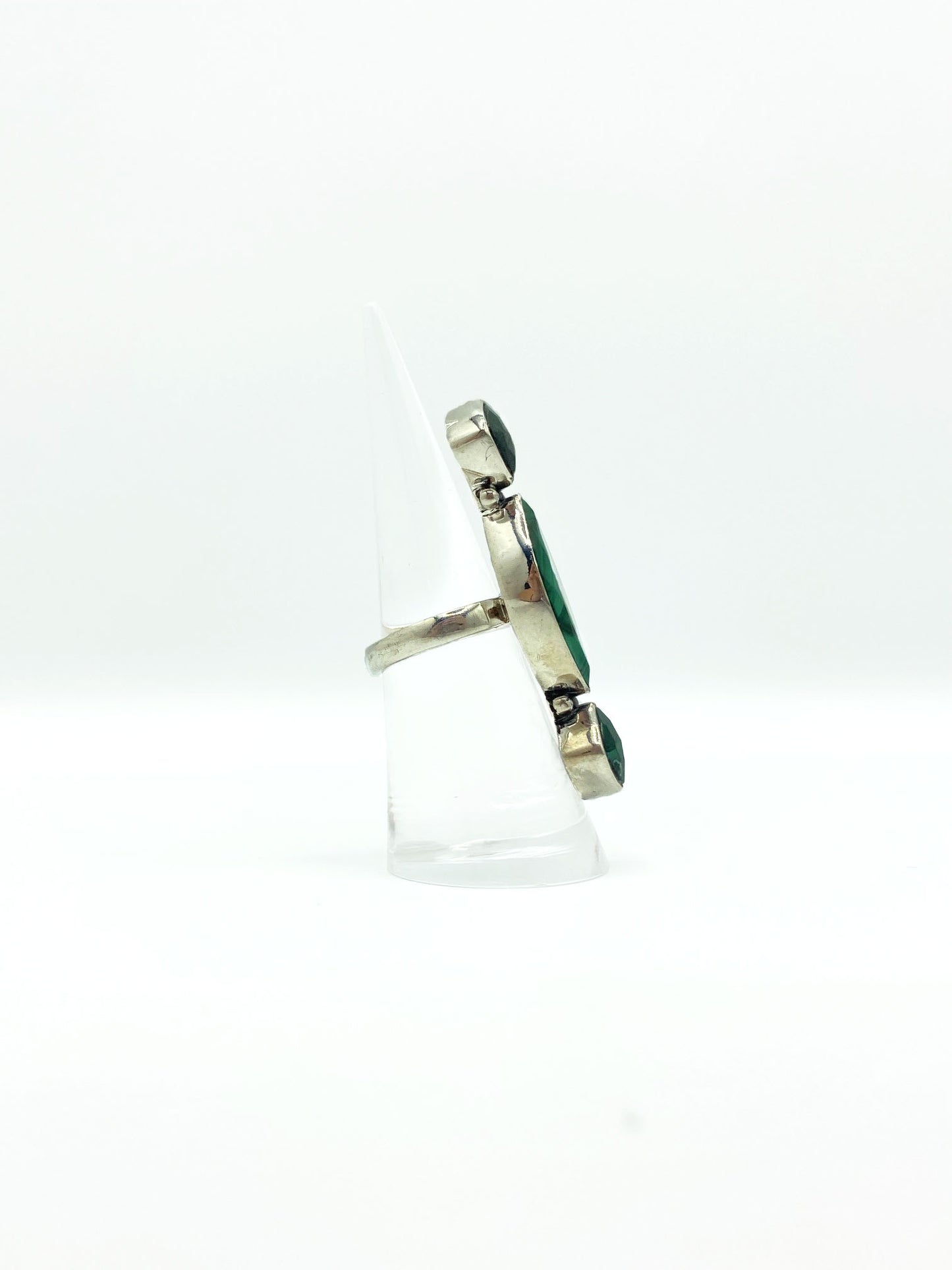 Malachite Geometric Cocktail Ring .925