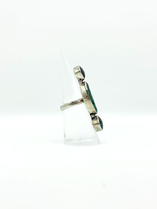 Malachite Geometric Cocktail Ring .925