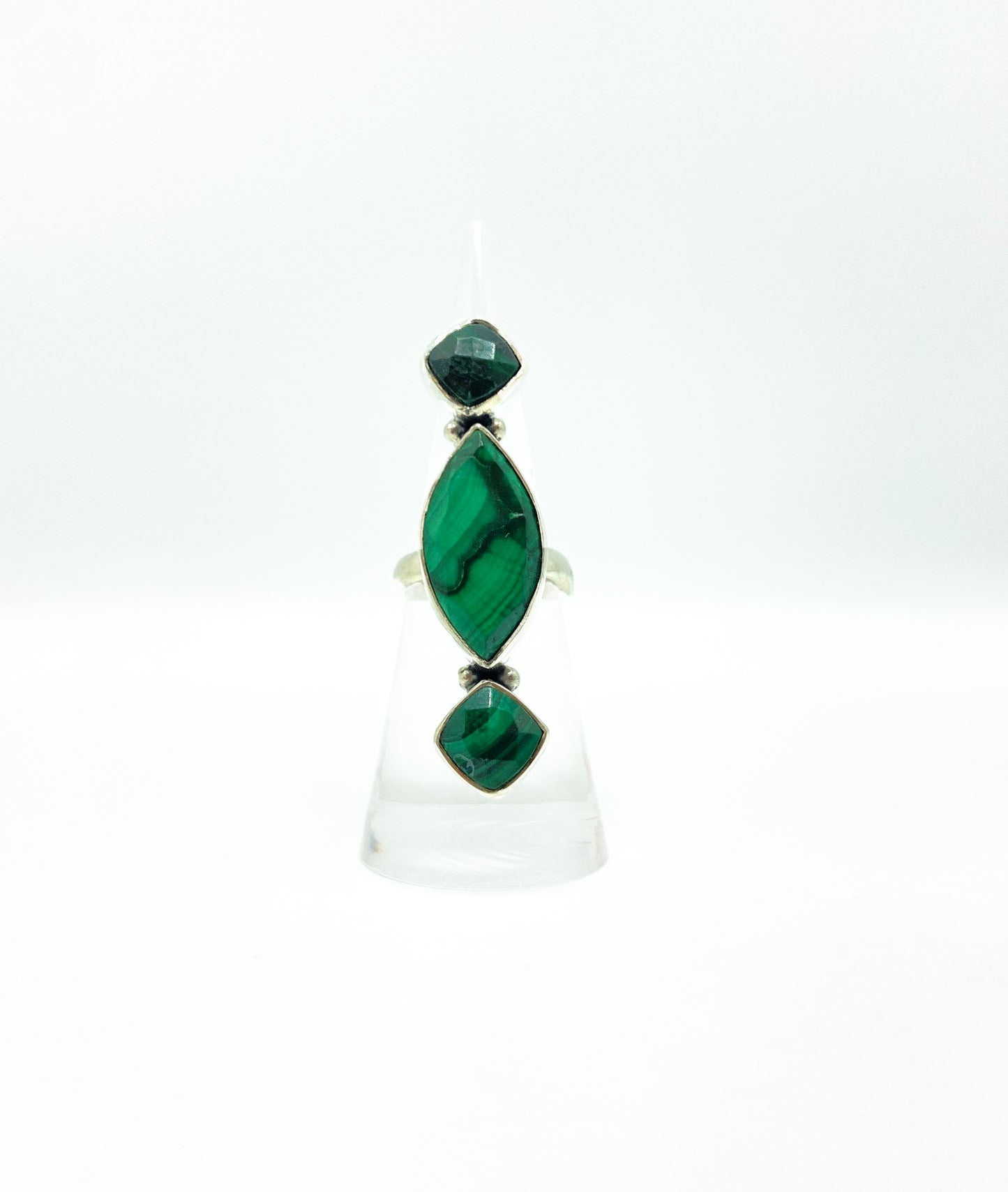 Malachite Geometric Cocktail Ring .925