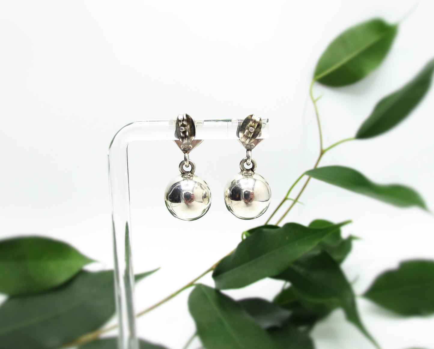 Geometric Square X Ball Earrings .925