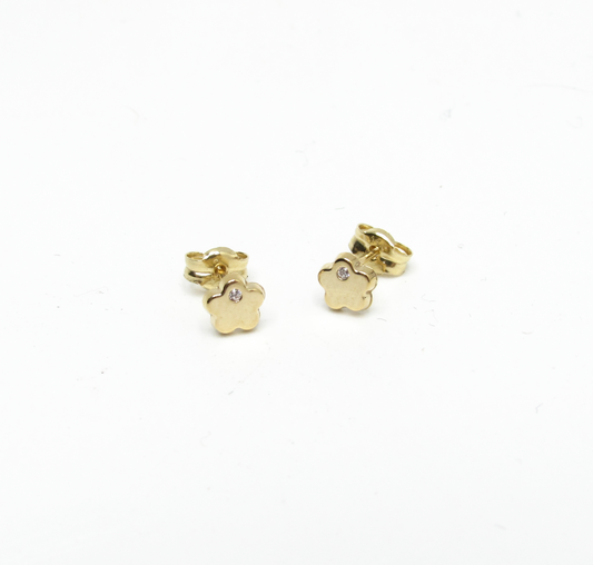Gold Flower Stud 14K Gold