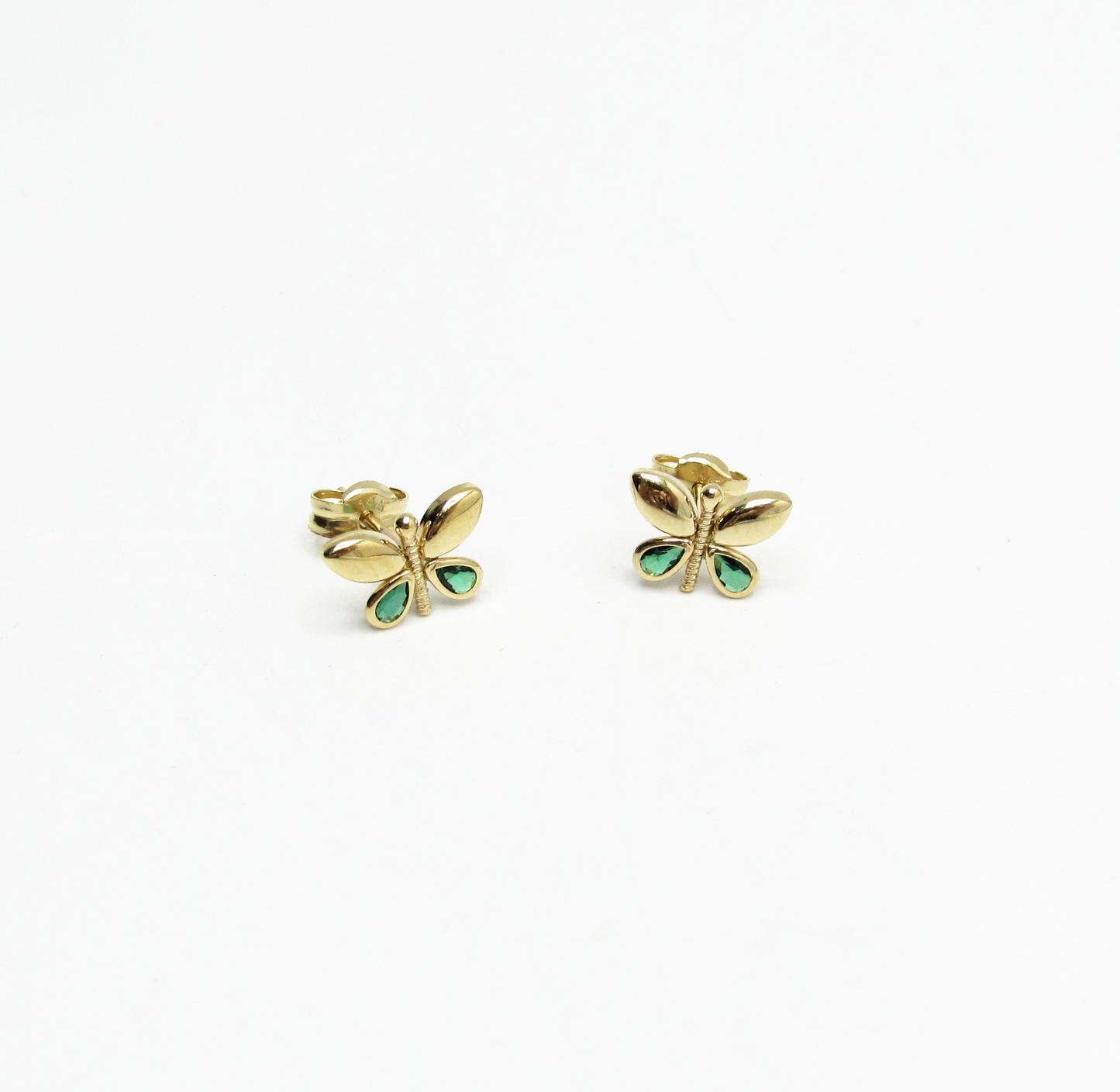 Green Butterfly Stud 14K Gold
