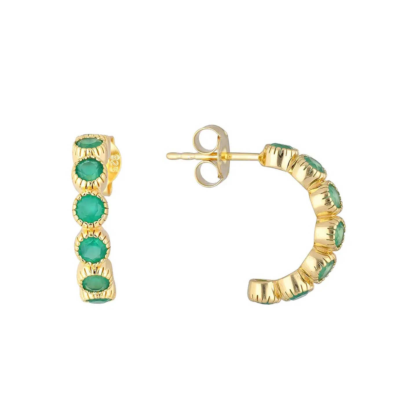 Green Onyx Hoop — 14K Gold Plated