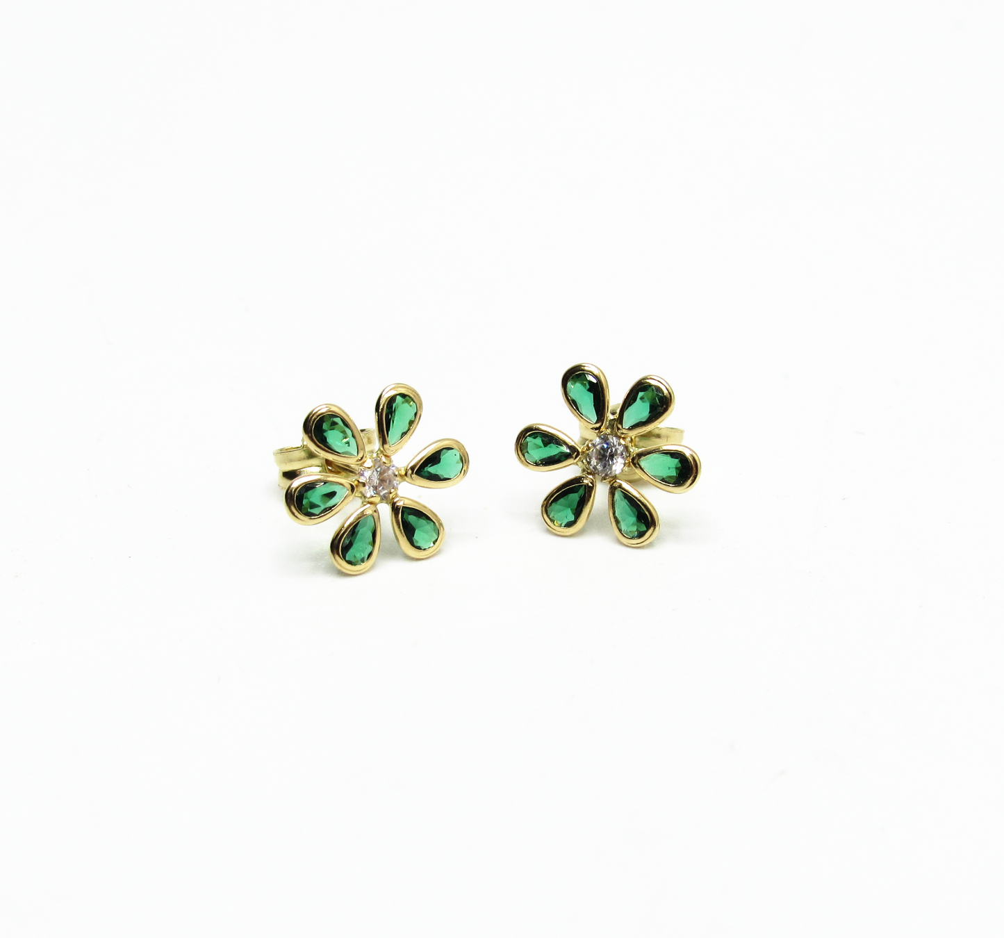 Green Petals Stud 14K Gold