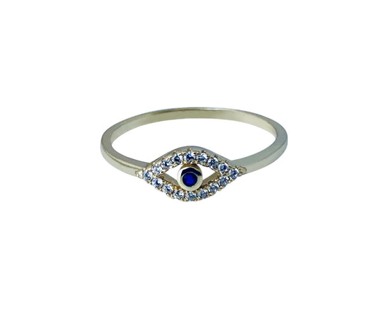 Dainty Evil Eye Ring 14K GP