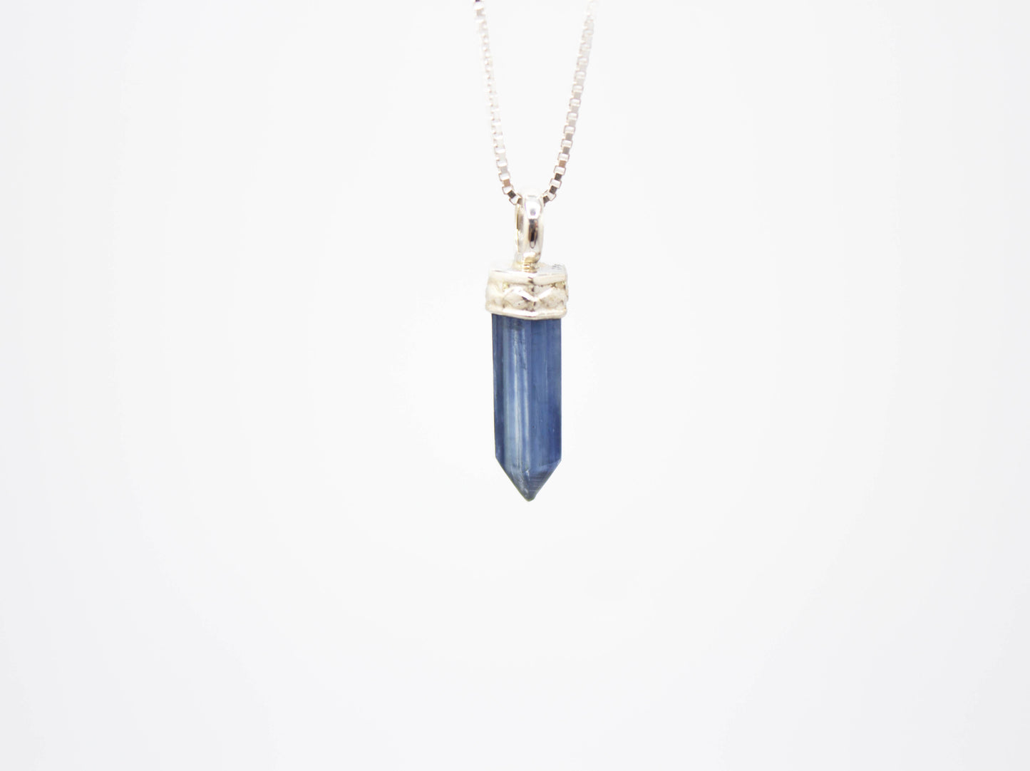 Kyanite Ultra Mini Crystal Point Necklace Adj Chain .925