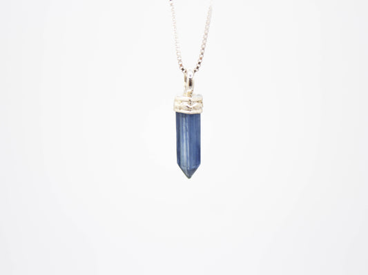 Kyanite Ultra Mini Crystal Point Necklace Adj Chain .925