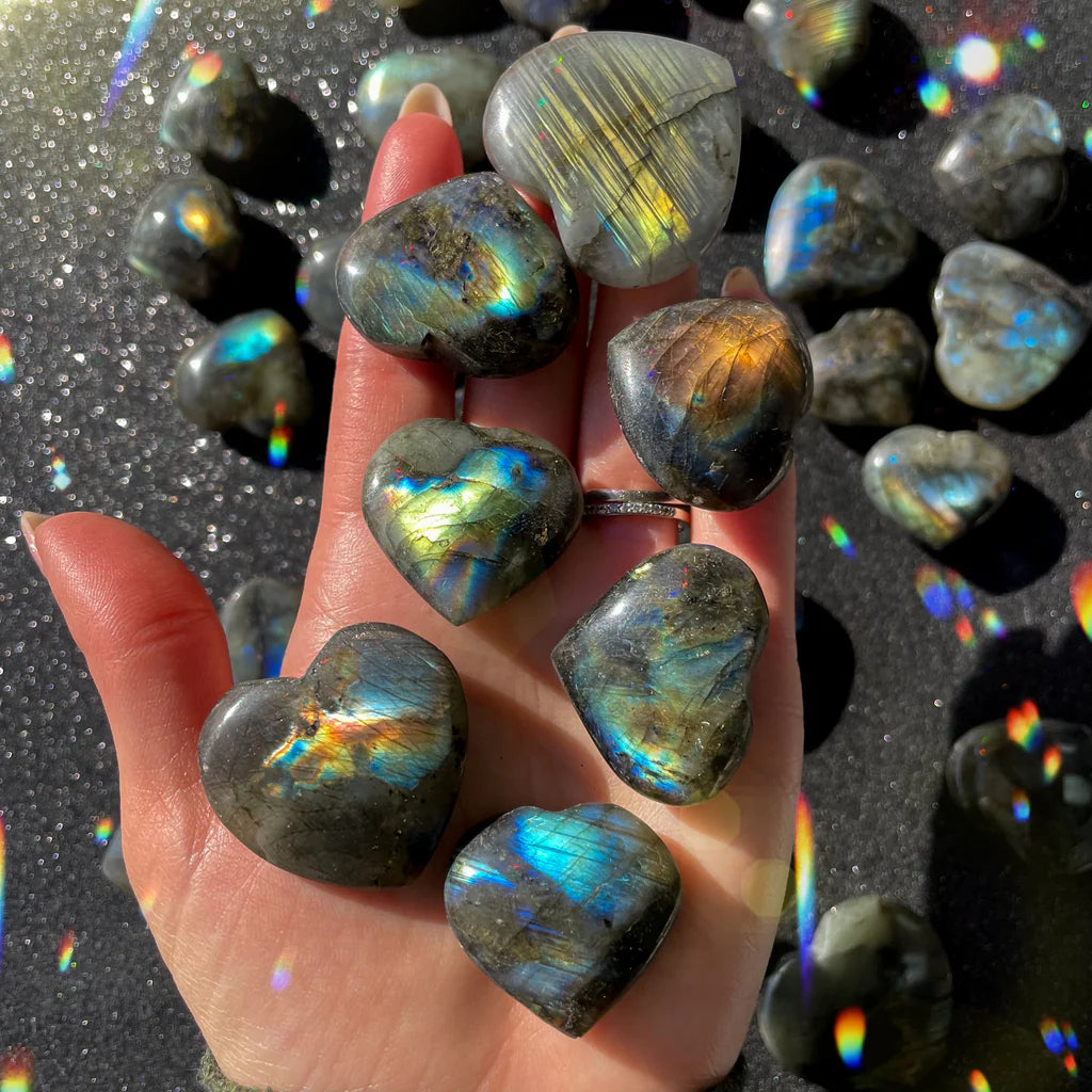 Labradorite Hearts Grade AA