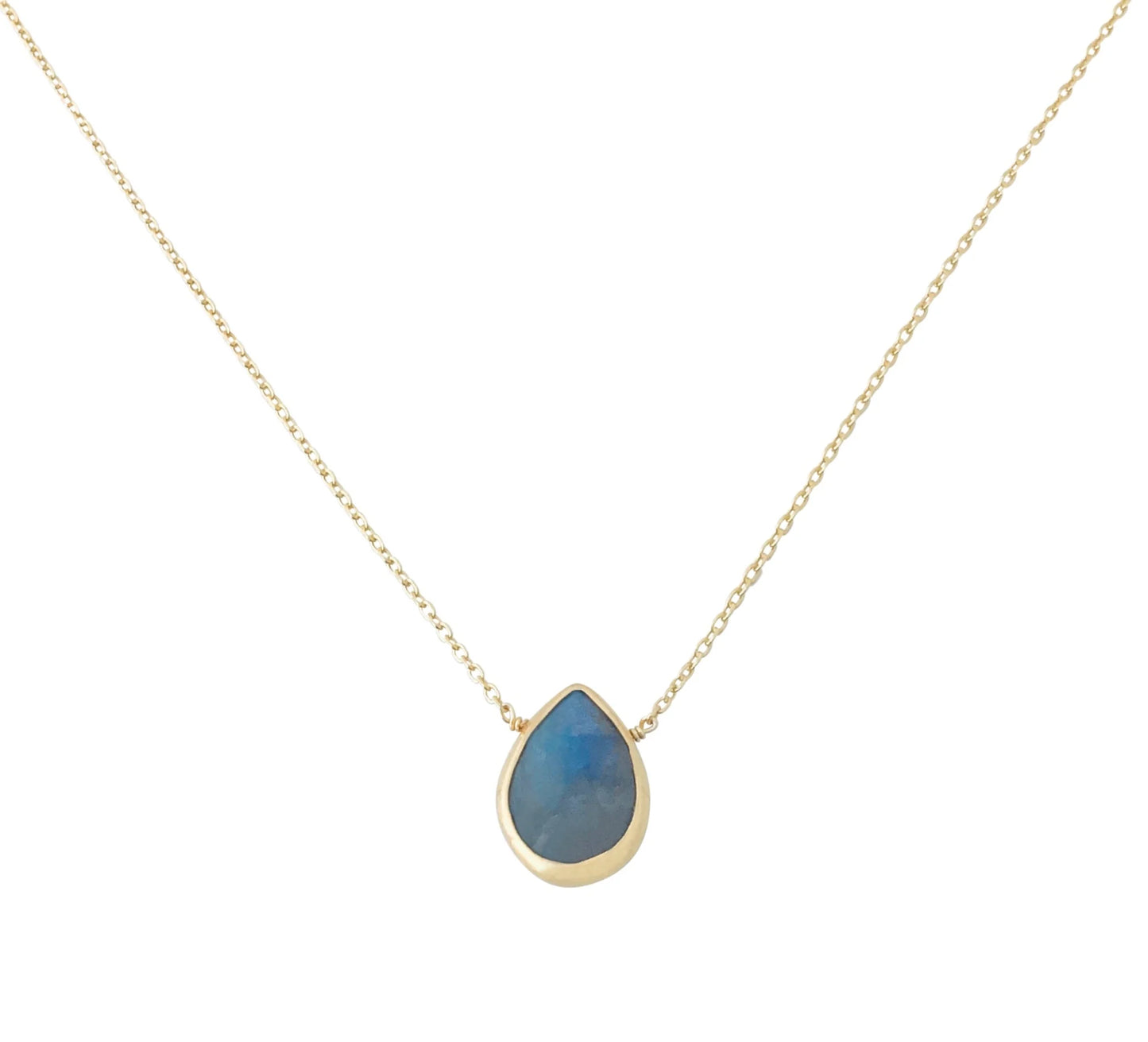 Labradorite Teardrop Necklace 14K GP