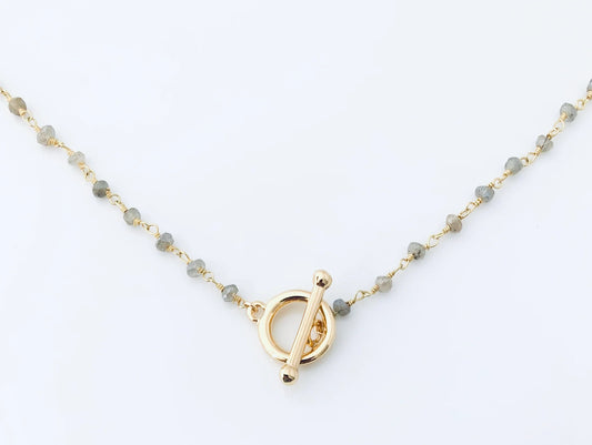 Beaded Labradorite Toggle Necklace 14K GF