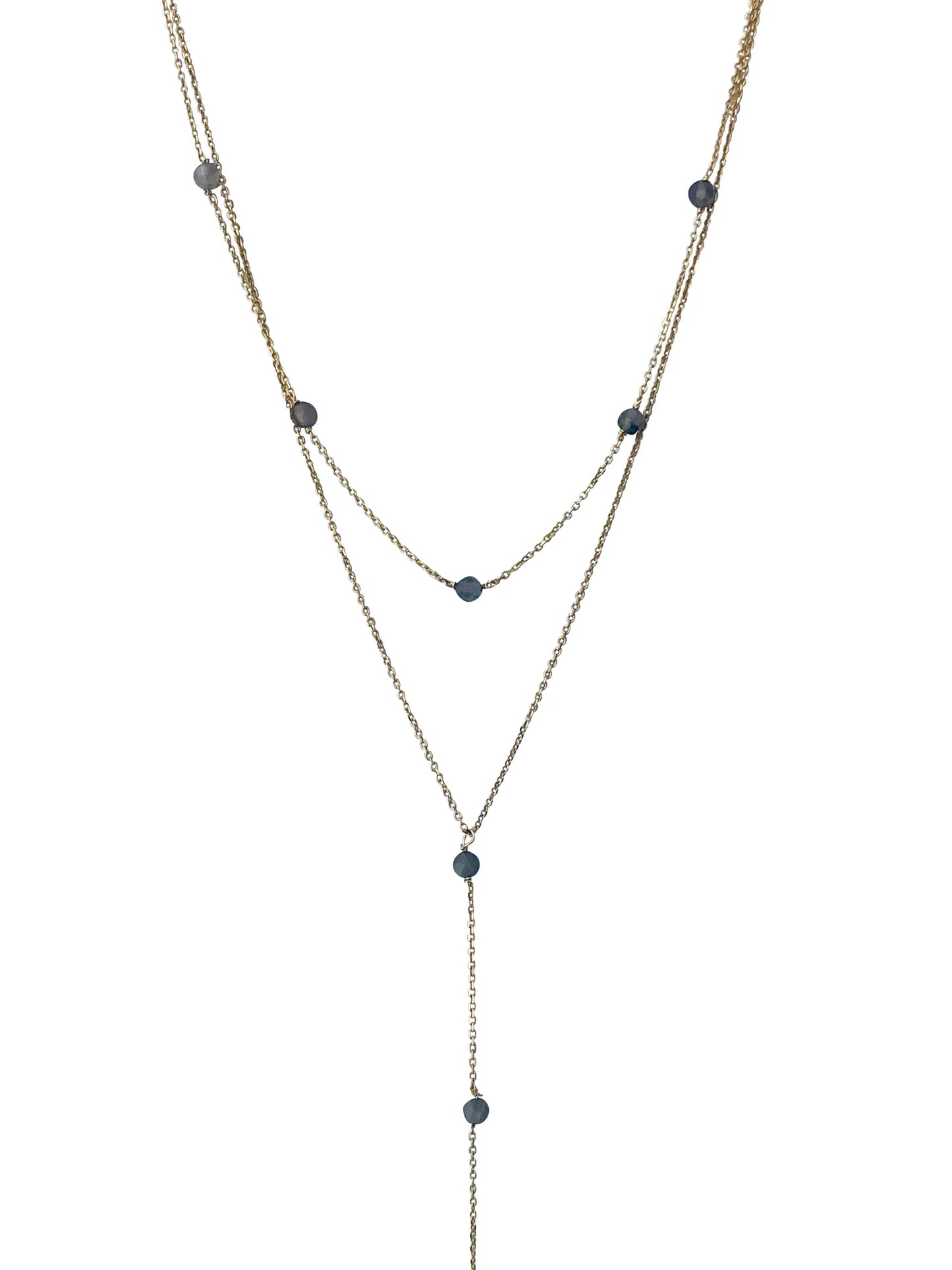 Layered Labradorite Drop Necklace 14K GP