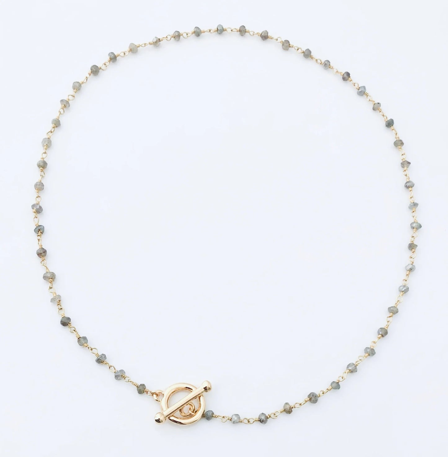 Beaded Labradorite Toggle Necklace 14K GF