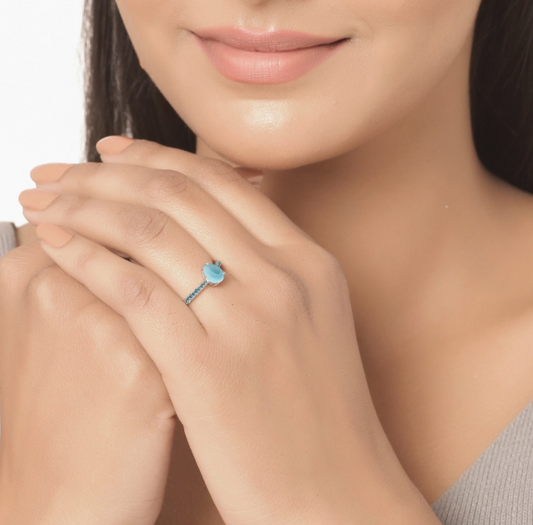 Larimar Teardrop Ring .925