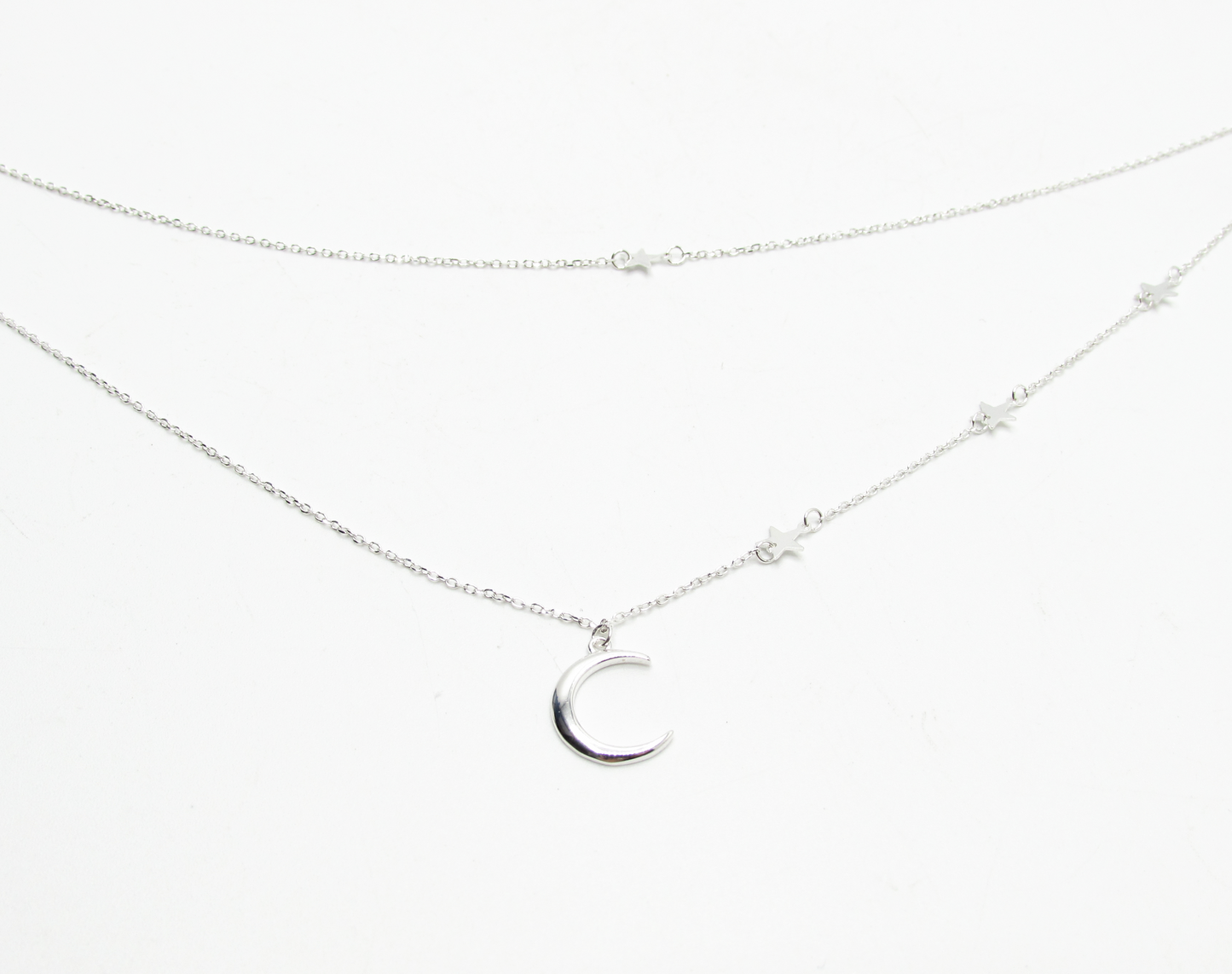 Layered Moon & Star Necklace .925