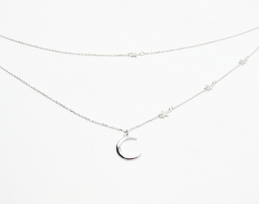 Layered Moon & Star Necklace .925