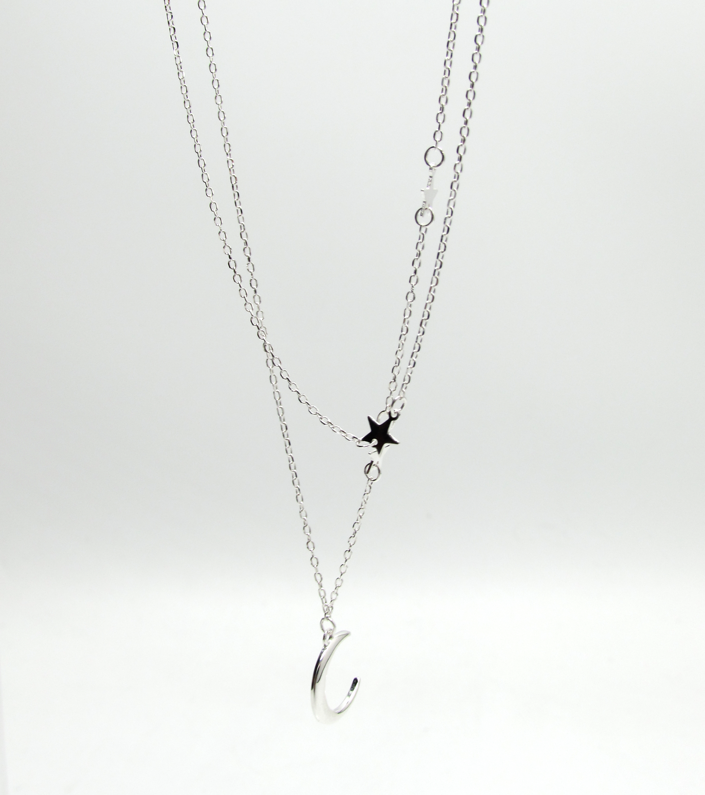 Layered Moon & Star Necklace .925