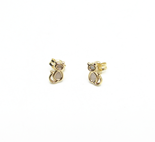 Meow Life Cat Studs 14K Gold