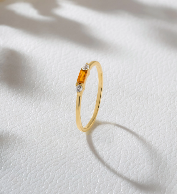 Mini Madeira Citrine Topaz Ring – 14K Gold Plated