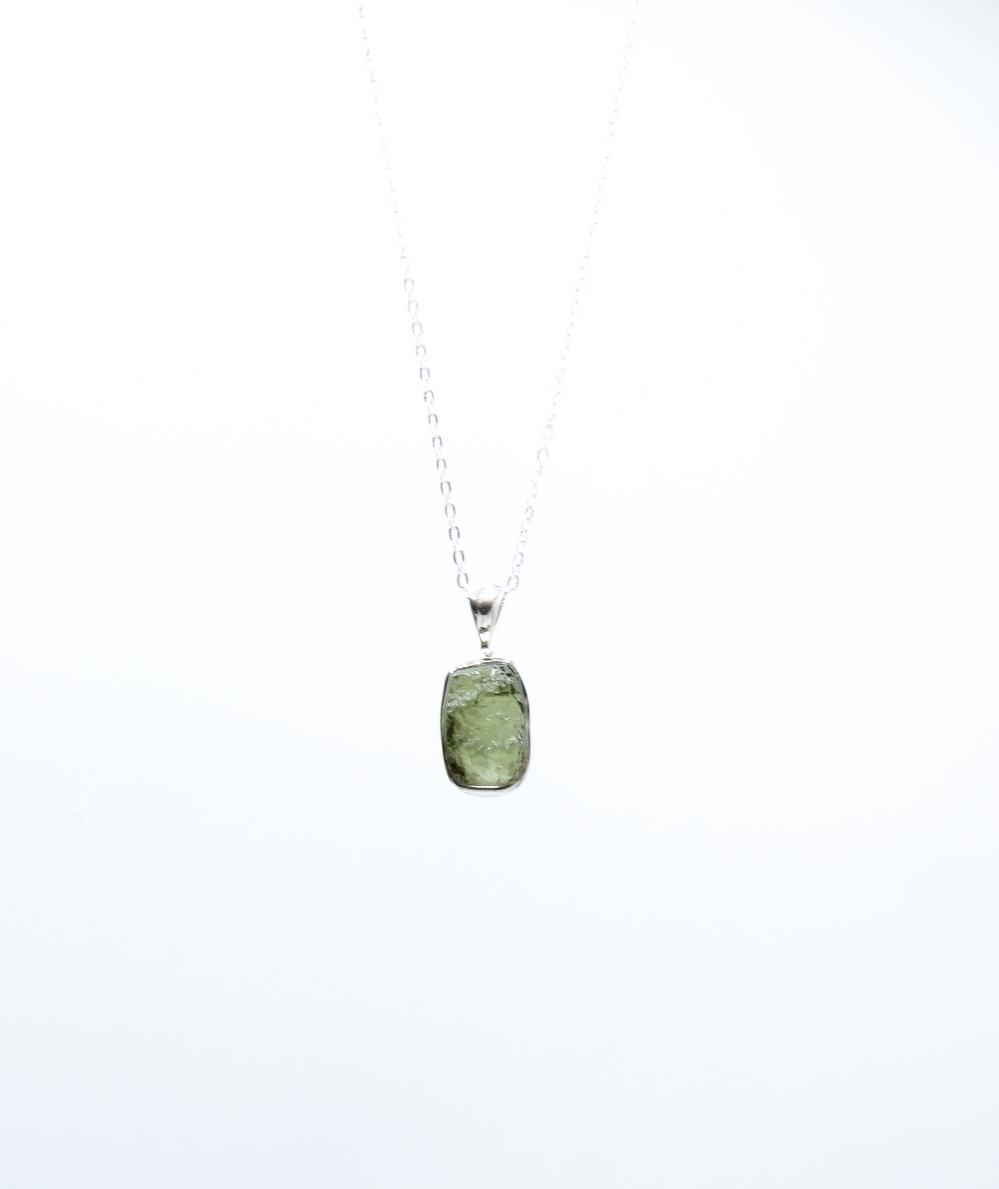 Natural Moldavite Pendant – Sterling Silver