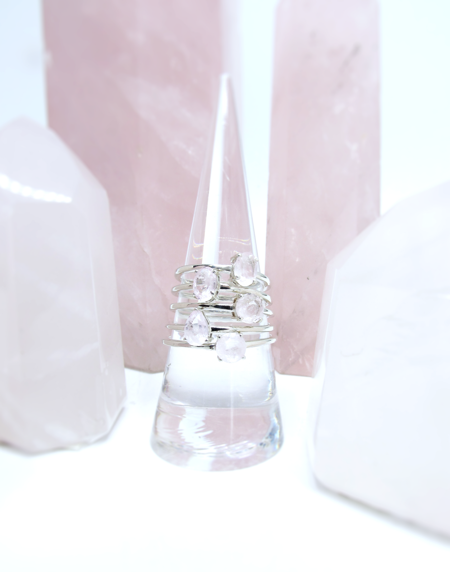 Faceted Morganite Ring – Sterling Silver