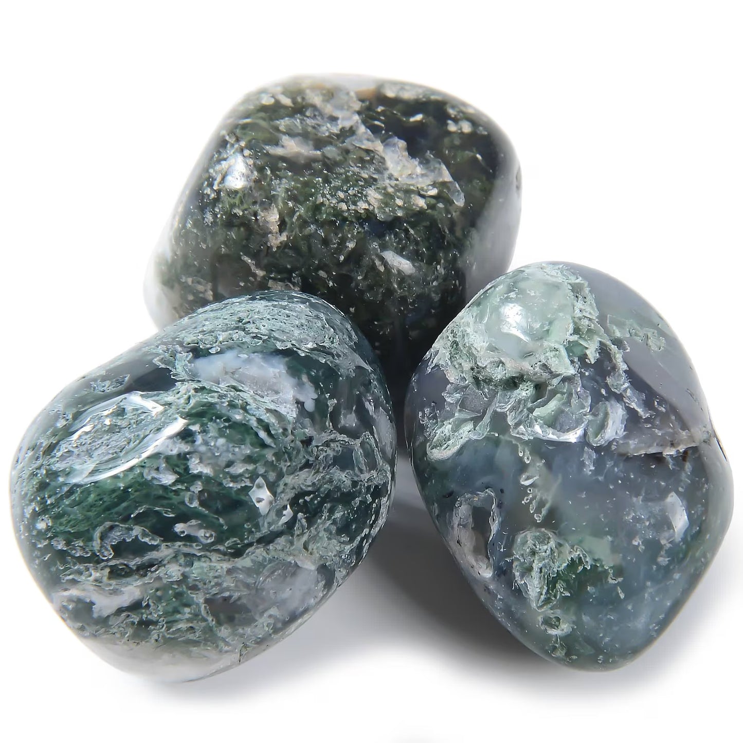Moss Agate Tumbled Pocket Stone
