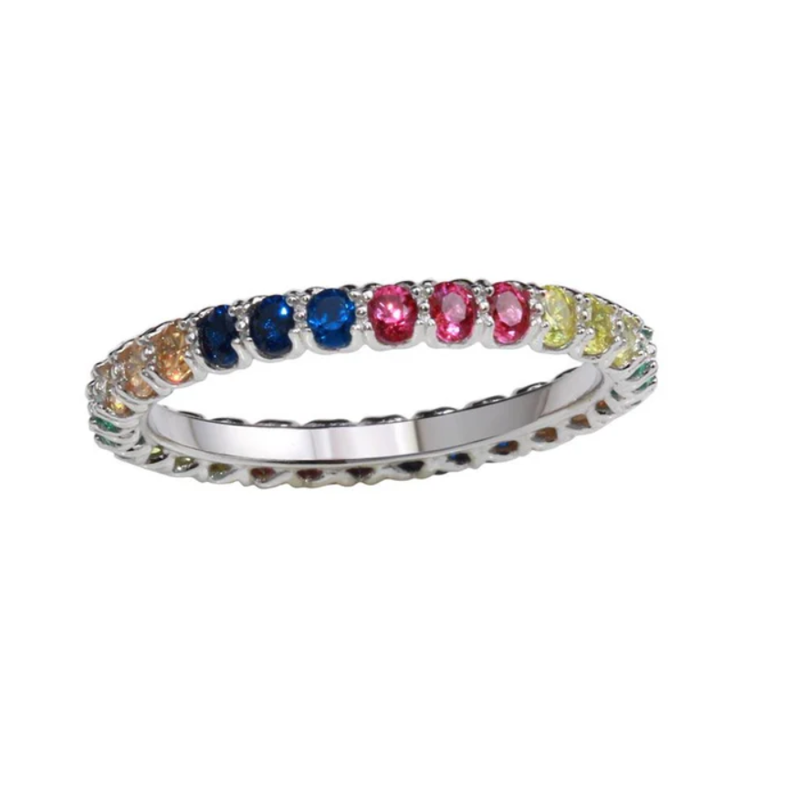 Multicolor CZ Eternity Band .925